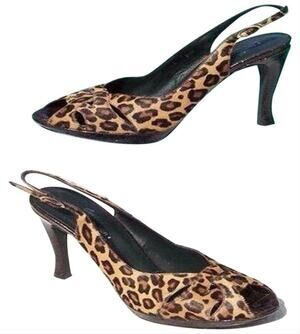 Donald Pliner Brown Gator Leather Hair Calf Shoe Peep Toe Platform NWT $395 Sz 8